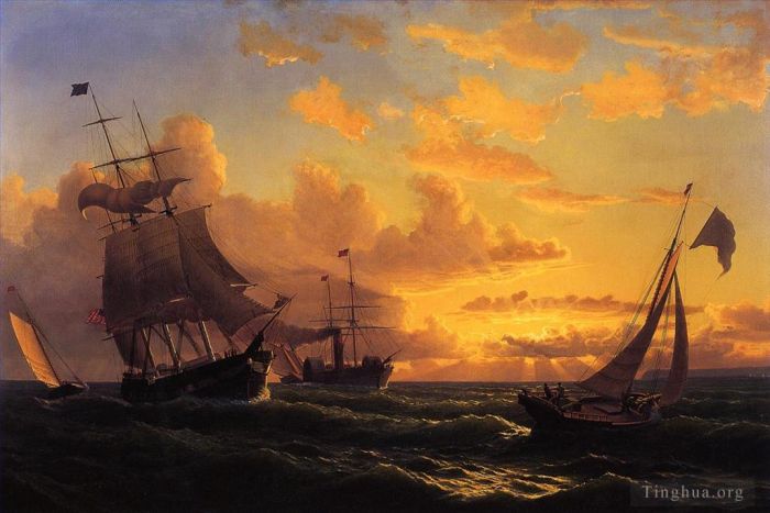 William Bradford Oil Painting - Fresh Breeze of Sandy Hook