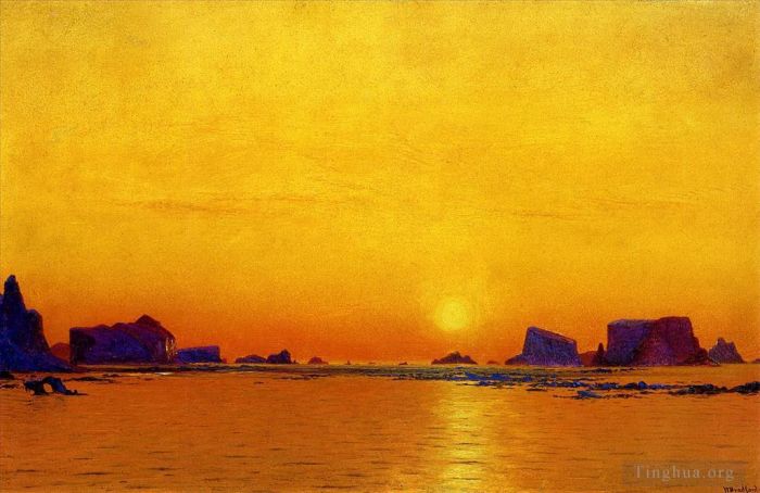 William Bradford Oil Painting - Ice Floes under the Midnight Sun seascape