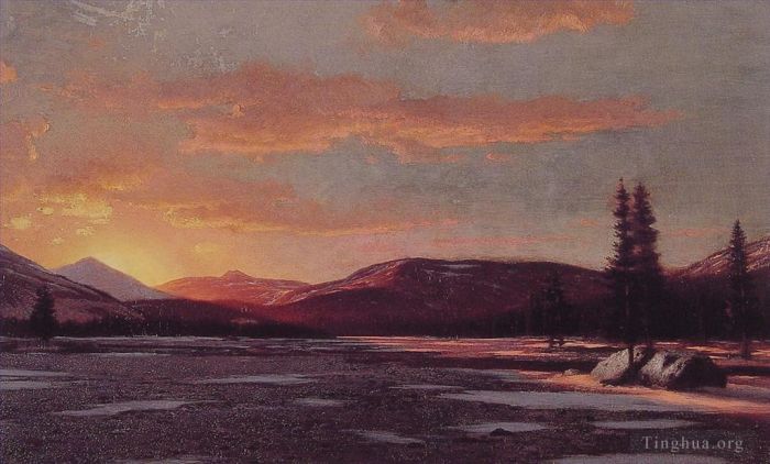 William Bradford Oil Painting - Winter Sunset seascape