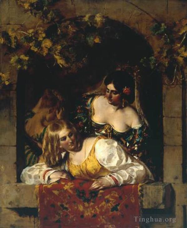 William Etty Oil Painting - Window in Venice during a Festa
