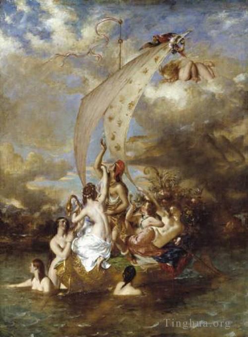 William Etty Oil Painting - Youth at the Prow Pleasure at the Helm