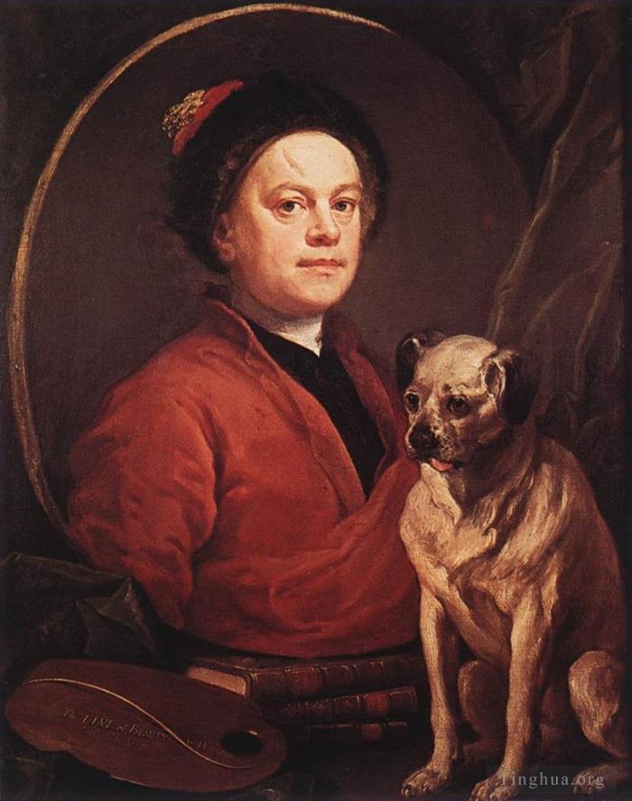 William Hogarth Oil Painting - The Painter and his Pug
