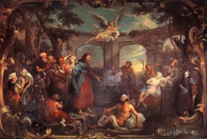 Antique Oil Painting - The Pool of Bethesda