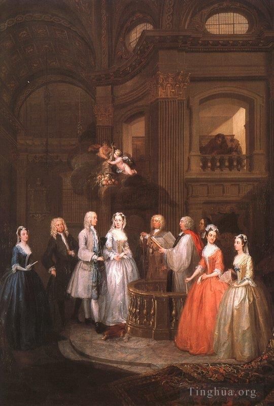 William Hogarth Oil Painting - The Wedding of Stephen Beckingham and Mary Cox