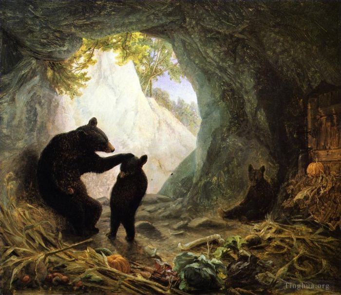 William Holbrook Beard Oil Painting - Bear and Cubs
