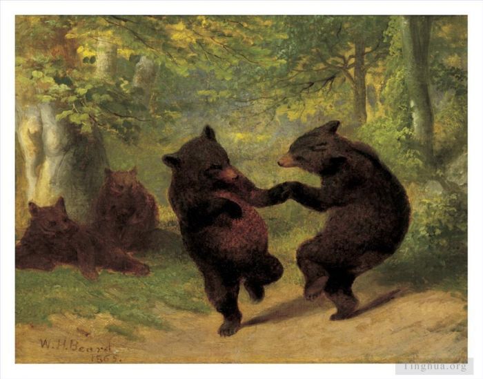 William Holbrook Beard Oil Painting - Dancing Bears