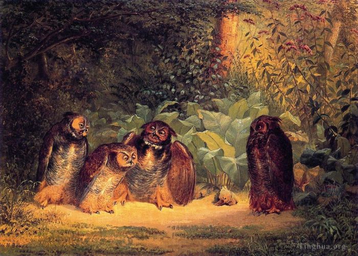 William Holbrook Beard Oil Painting - Owls