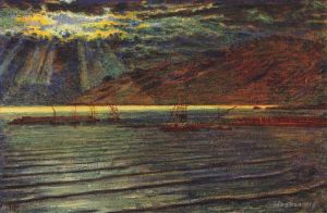 Artist William Holman Hunt's Work - Fishingboats by Moonlight