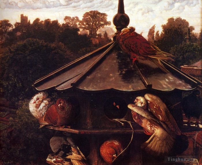 William Holman Hunt Oil Painting - The Festival Of St Swithin Or The Dovecote