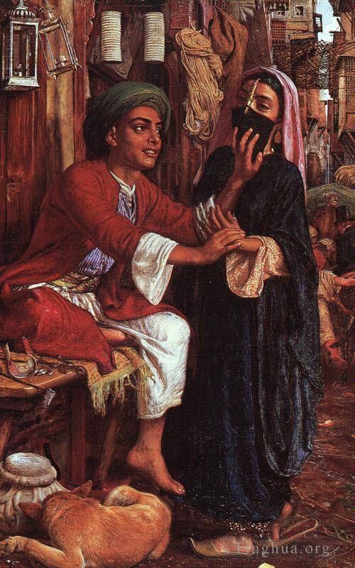 William Holman Hunt Oil Painting - The Lantern Makers Courtship