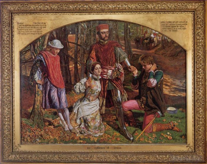 William Holman Hunt Oil Painting - Valentine rescuing Sylvia from Proteus
