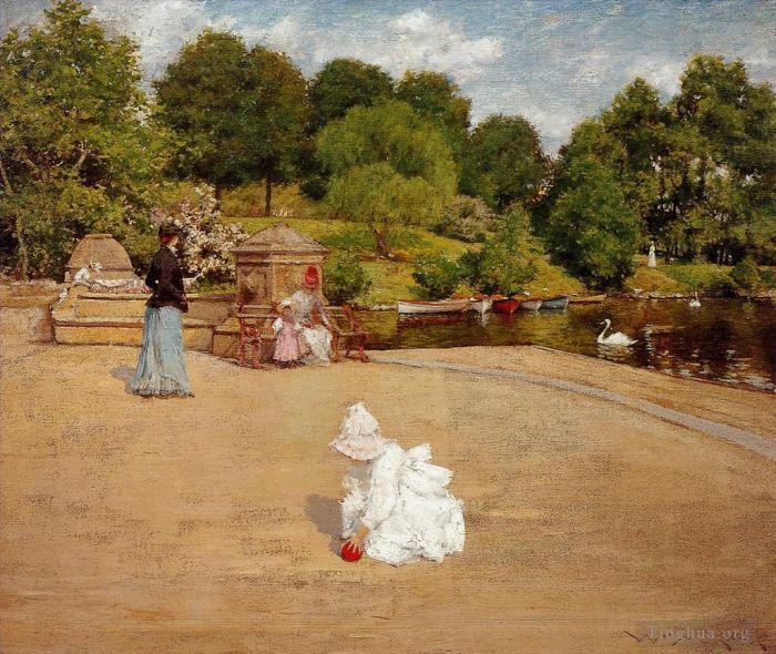 William Merritt Chase Oil Painting - A Bit of the Terrace aka Early Morning Stroll