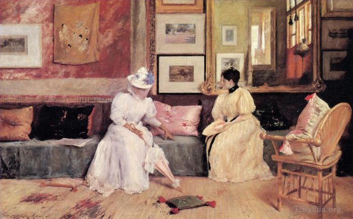 William Merritt Chase Oil Painting - A Friendly Call