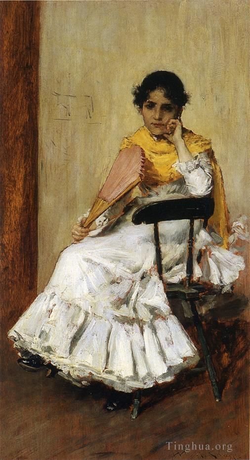 William Merritt Chase Oil Painting - A Spanish Girl aka Portrait of Mrs Chase in Spanish Dress