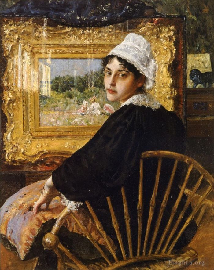 William Merritt Chase Oil Painting - A Study aka The Artists Wife