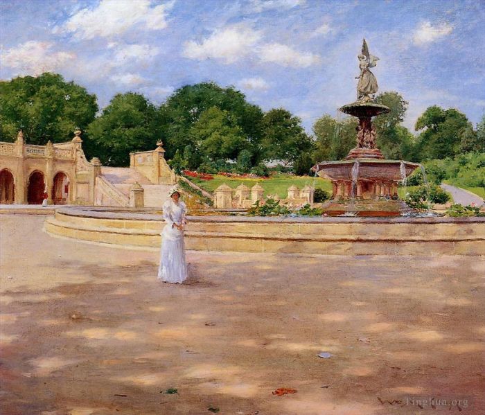 William Merritt Chase Oil Painting - An Early Stroll in the Park