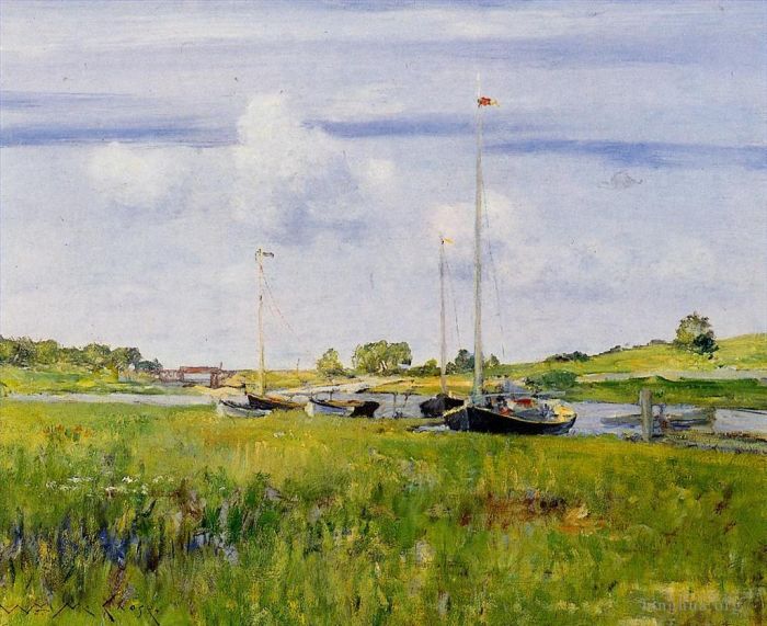 William Merritt Chase Oil Painting - At the Boat Landing