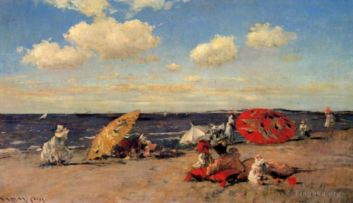 William Merritt Chase Oil Painting - At the Seaside