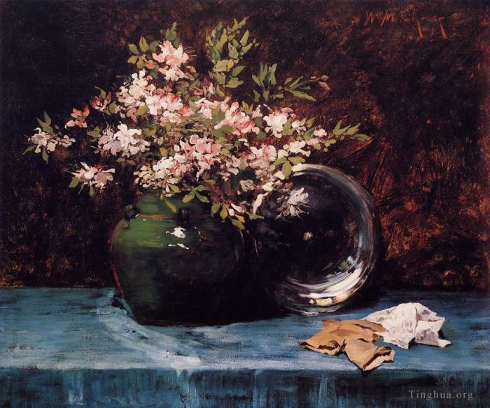William Merritt Chase Oil Painting - Azaleas flower