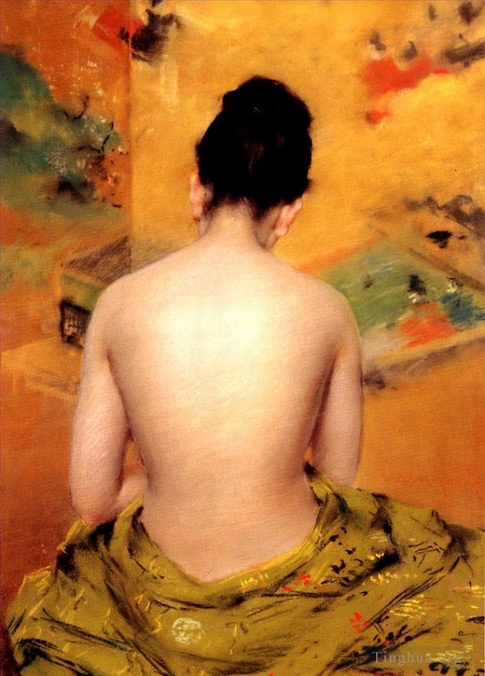 William Merritt Chase Oil Painting - Back Of A Nude