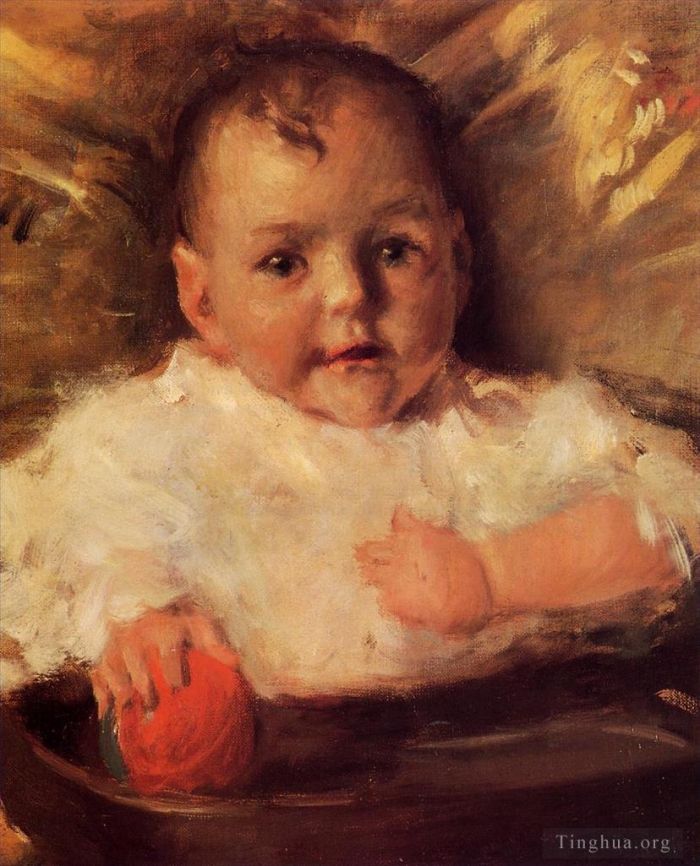 William Merritt Chase Oil Painting - Bobbie A Portrait Sketch