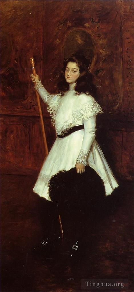 William Merritt Chase Oil Painting - Girl in White aka Portrait of Irene Dimock