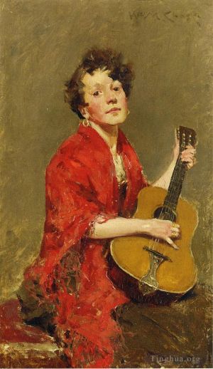 Artist William Merritt Chase's Work - Girl with Guitar