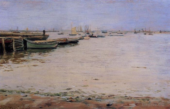 William Merritt Chase Oil Painting - Gowanus Bay aka Misty Day Gowanus Bay