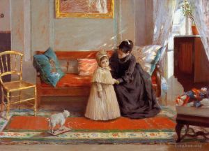 Artist William Merritt Chase's Work - I am Going to See Grandma aka Mrs Chase and Child