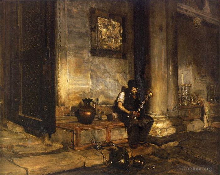 William Merritt Chase Oil Painting - Interior of the Baptistry at St Marks