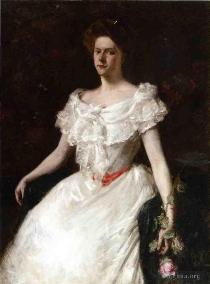 William Merritt Chase Oil Painting - Lady with a Rose