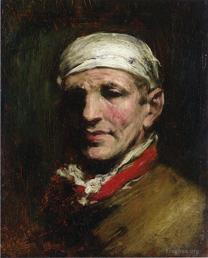 William Merritt Chase Oil Painting - Man with Bandana