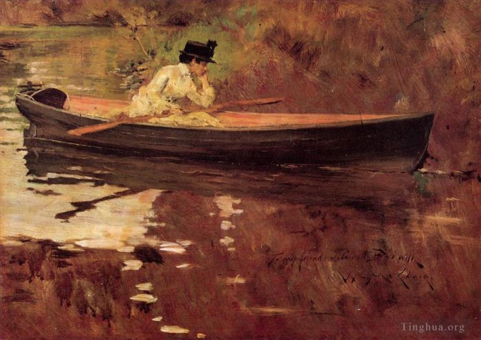 William Merritt Chase Oil Painting - Mrs Chase in Prospect Park