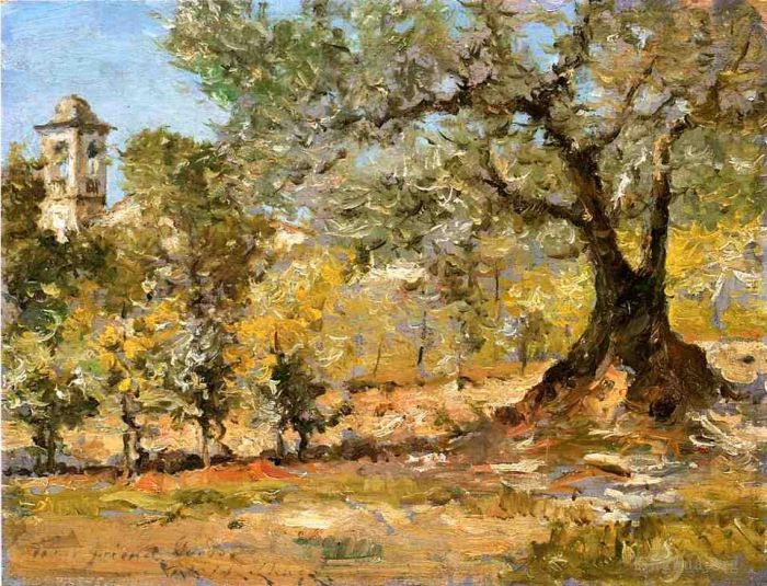 William Merritt Chase Oil Painting - Olive Trees Florence
