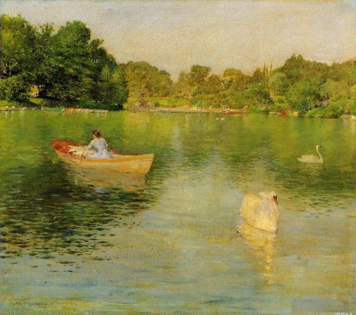 William Merritt Chase Oil Painting - On the Lake Central Park