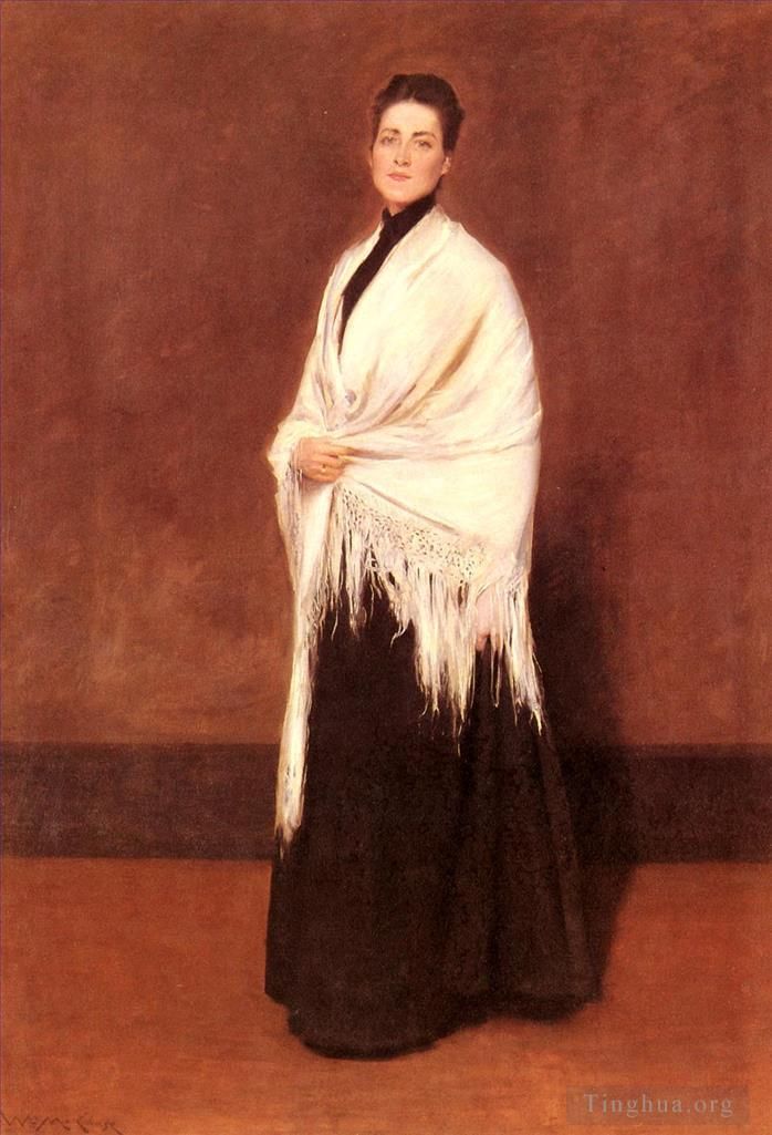 William Merritt Chase Oil Painting - Portrait Of MrsCSHAWL