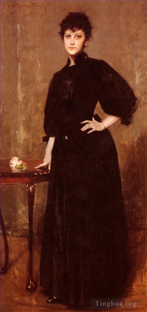 William Merritt Chase Oil Painting - Portrait Of MrsC