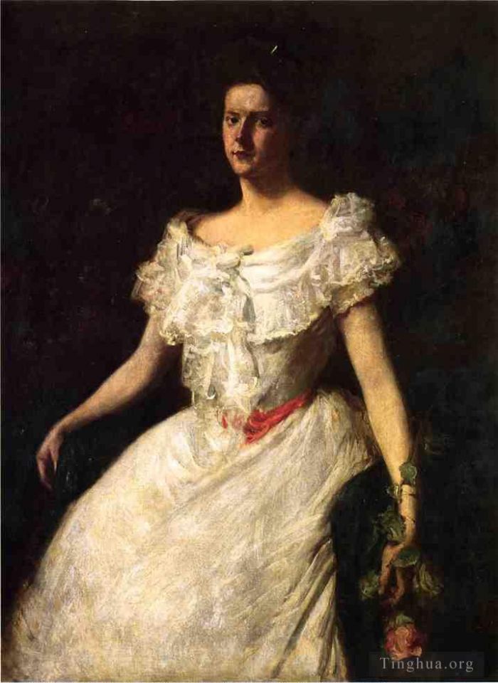 William Merritt Chase Oil Painting - Portrait of a Lady with a Rose