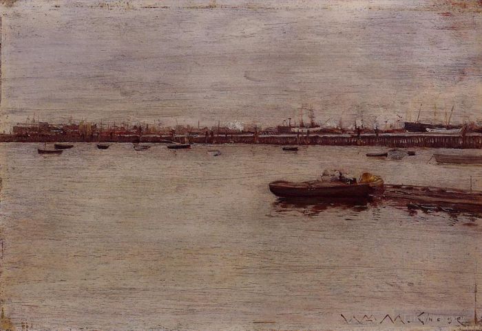 William Merritt Chase Oil Painting - Repair Docks Gowanus Pier