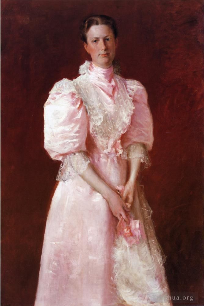 William Merritt Chase Oil Painting - Study in Pink aka Portrait of Mrs Robert P McDougal