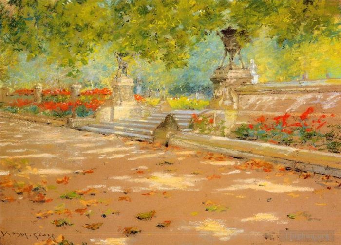 William Merritt Chase Oil Painting - Terrace Prospect Park