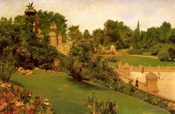 William Merritt Chase Oil Painting - Terrace at the Mall