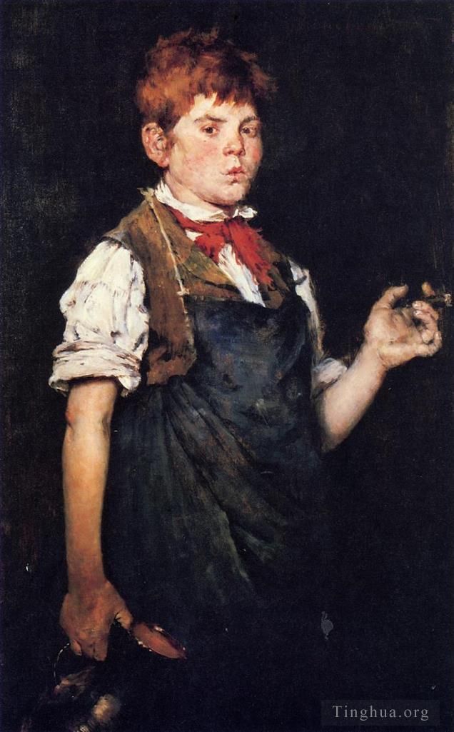 William Merritt Chase Oil Painting - The Apprentice aka Boy Smoking