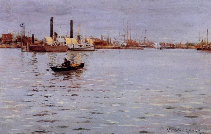 William Merritt Chase Oil Painting - The East River