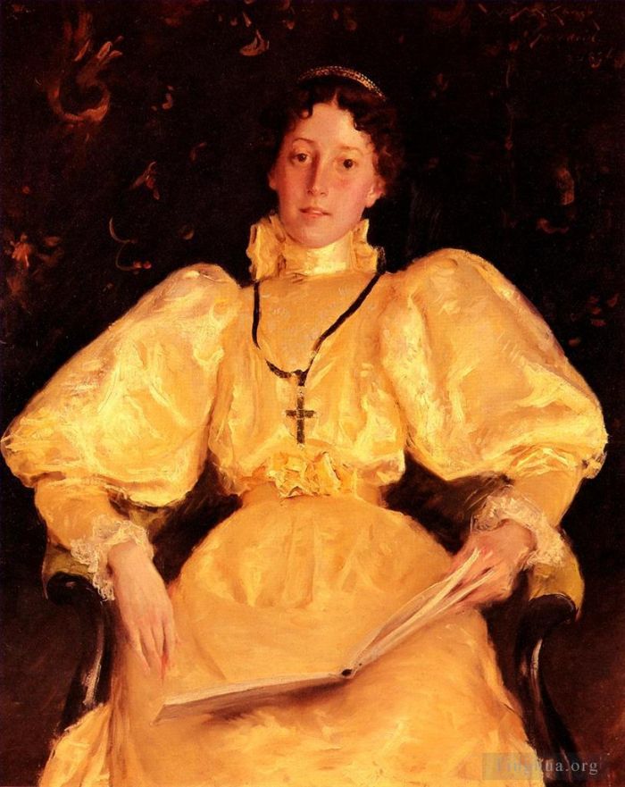 William Merritt Chase Oil Painting - The Golden Lady