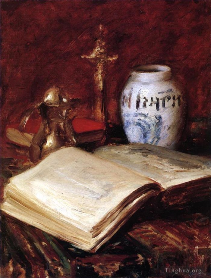 William Merritt Chase Oil Painting - The Old Book