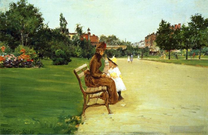 William Merritt Chase Oil Painting - The Park aka In Tompkins Park