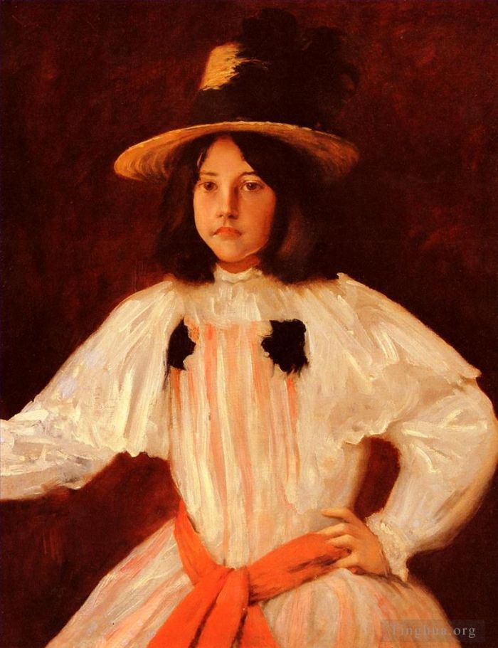 William Merritt Chase Oil Painting - The Red Sash
