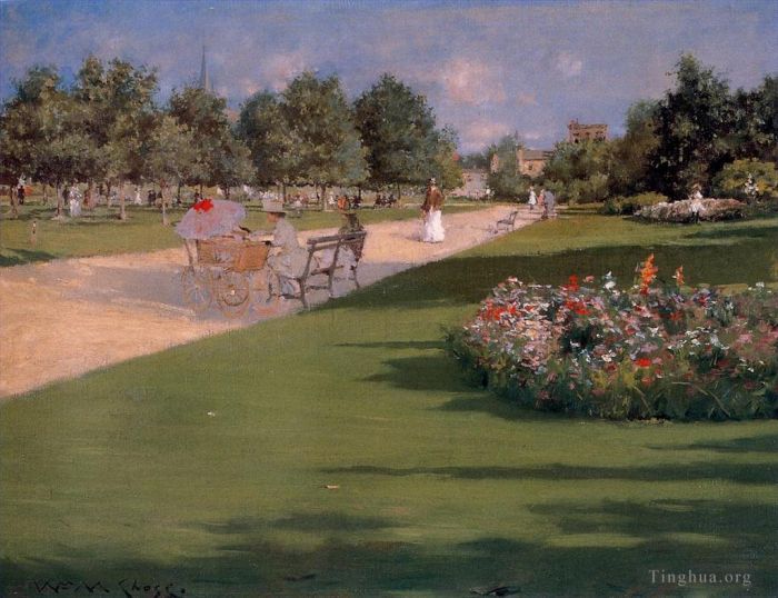 William Merritt Chase Oil Painting - Tompkins Park Brooklyn