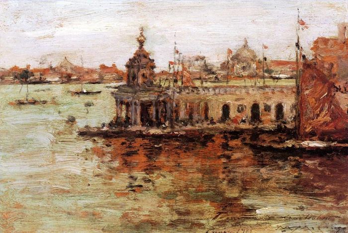 William Merritt Chase Oil Painting - Venice View of the Navy Arsenal